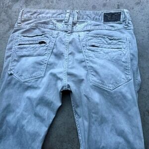 Robin Jeans Grey Skinny Moto Biker Zip Wings Jeans Distress Mens 34x32